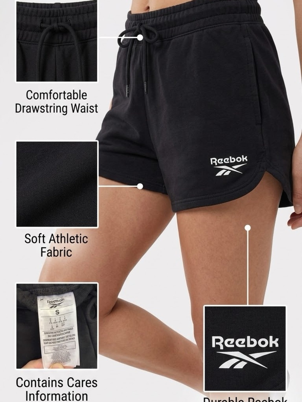 Reebok Classics French Terry Fleece Shorts in Black – Size S